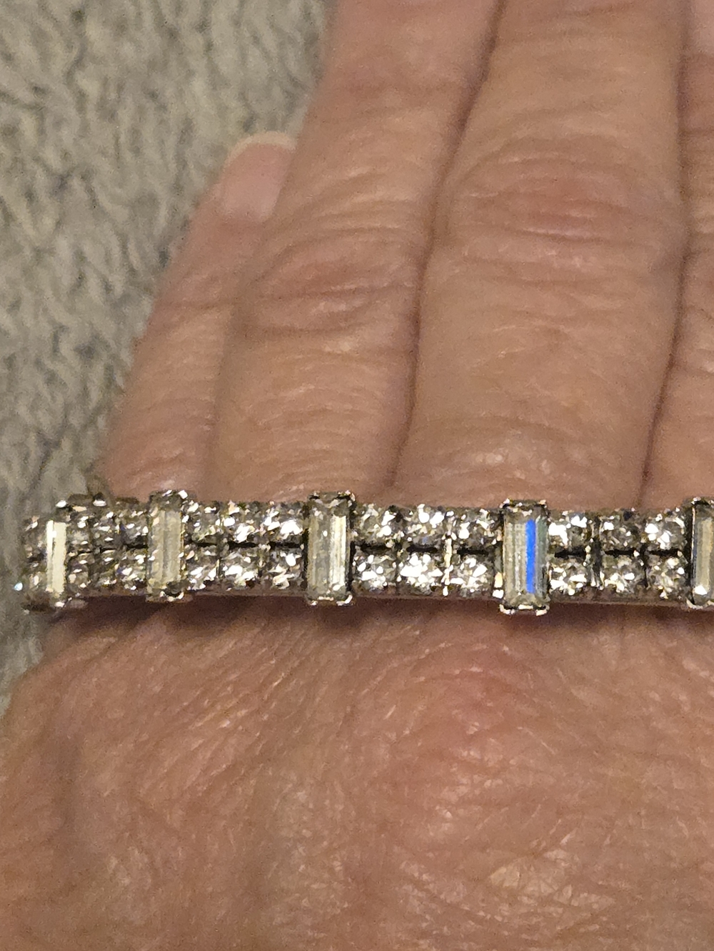Elegant Silver Crystal Tennis Bracelet in White